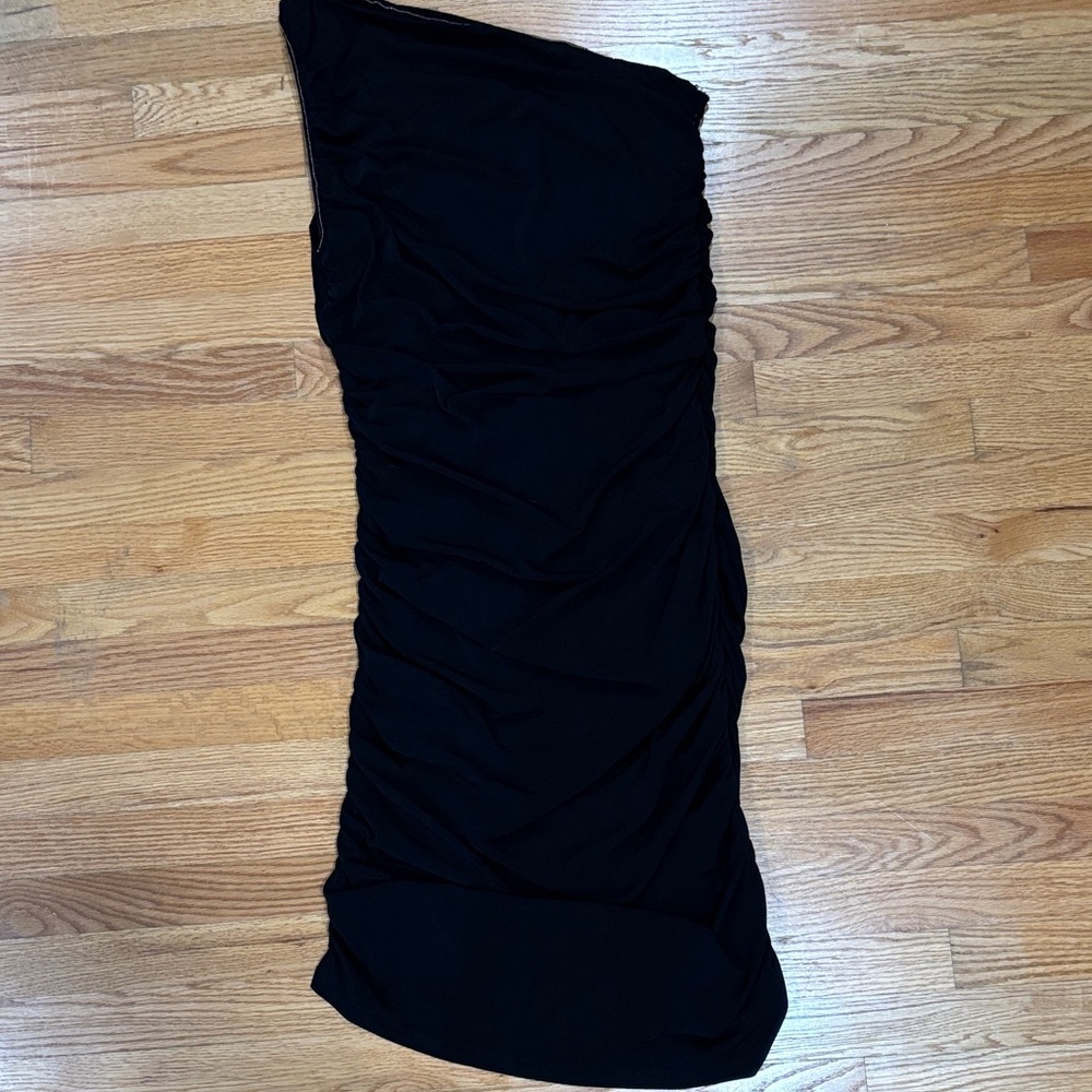 Pink Lily Black One Shoulder Dress